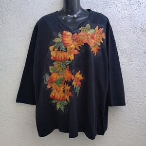 Cherokee Long Sleeve Top Floral Autumn Fall Winter Thanksgiving Halloween Party